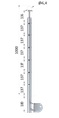 Nerezový sloup, boční kotvení rohové, 6děrový, rohový: 90°