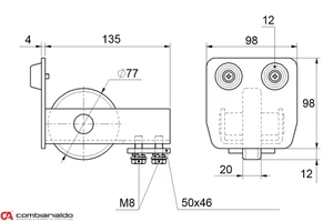 MEDIO-Klasik nerezový samonosný systém 98x98x5mm pre posuvné brány do 500kg/8,5m otvor (C399M-IX 1x6m nerezový profil, C395M/IX 2ks, C397M-IX 1ks, C396M-IX 1 ks), nerez AISI304 bez povrch. úpravy - slide 2