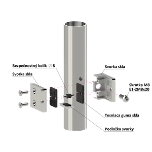 Svorka skla/plechu na trubku ø 42.4mm, se spodní podložkou - slide 3