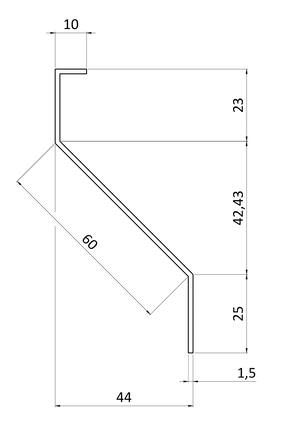 Z profil lamela L=4000 mm, 23x60x25x1,5 mm s vyztuženou hranou 10 mm, zinkovaný plech, použití pro plotovou výplň v kombinaci s KU50Zn a profilem 50 mm, nebo cena za 4 m kus - slide 2