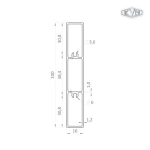 Profil na výplň 100x16mm, materiál EN AW-6060 T66, práškové lakování se strukturou, odstín ořech, délka 6000mm, cena za kus - slide 1