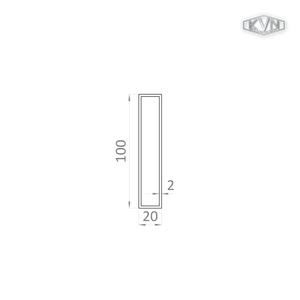 jokel 100x20x2mm,dĺžka 6000mm, materiál EN AW-6060 T66, prírodný hliník bez povrchovej úpravy, cena za kus - slide 1