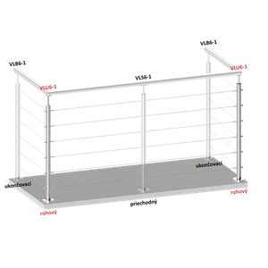 Nerezový sloup, vrchní kotvení, 6 děrový na lanko, rohový: 90°, vrch pevný (ø 42.4x2mm), broušená nerez K320 /AISI304 - slide 1