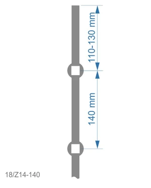 Tyč 2m, opískovaná, profil 14mm, rozteč 140mm, oko 15mm - slide 1