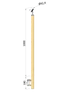 drevený stĺp, bočné kotvenie, bez výplne, vrch nastaviteľný (ø 42mm), materiál: buk, brúsený povrch bez náteru