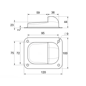 Doraz koncový KVN gate systems pre krídlovú bránu 120x100x44mm, uchytenie na skrutky - slide 1