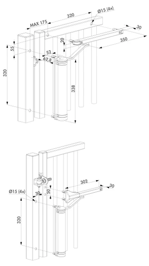 LOCINOX® LION hydraulický zatvárač pre krídlové brány do 75 kg / 1,1 m, otvárateľný do 180° - slide 1