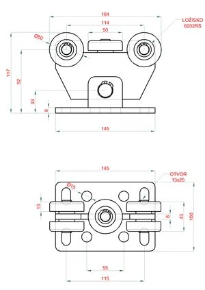 samonosný systém 60x60x4mm posuvnej brány do 150kg/4m otvor (W39/60Zn 6m pozinkovaný profil, 1x W-SET60F) - slide 5