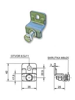 Držák pro kovový hřeben se šroubem M8 x 25