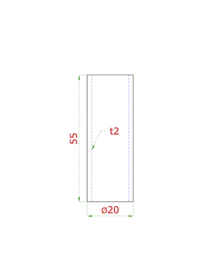 Přechod na vymezení vzdálenosti mezi sloupem (plochý) a kotevní deskou, ø20x2 mm /L:55 mm, bez vnitřního šroubu, broušená nerez K320 / AISI304, bal: 1 ks - slide 1