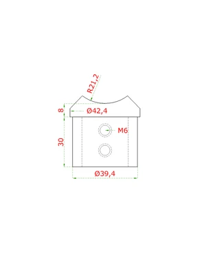 Prechod (ø 42.4x1.5mm) na madlo EB1-HM42 a trubku ø 42.4mm, lepený spoj, brúsená nerez K320 /AISI304 - slide 1