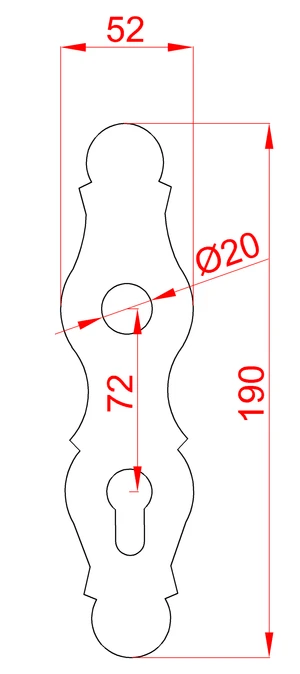 Štítek kovaný H 190 x L 52 mm, rozteč děr 72 mm - slide 1