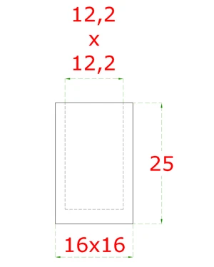 Ukončenie na jokel (12x12mm), brúsená nerez K320 /AISI304 - slide 1