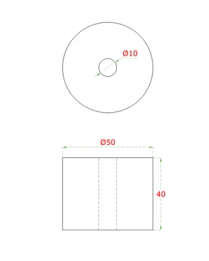 Prechod na vymedzenie vzdialenosti, ø 50mm /ø 10mm /L: 40mm, brúsená nerez K320 /AISI304, bal: 1ks - slide 1