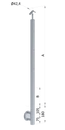 Nerezový stĺp, bočné kotvenie, 4 radový M6, vonkajší, vrch nastaviteľný