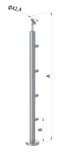 Nerezový sloup, vrchní kotvení, 4 řadový průchodný, vrch nastavitelný (ø 42,4x2 mm), broušená nerez K320 / AISI316