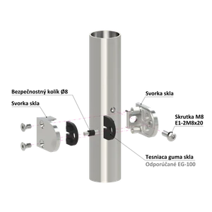 Svorka na trubku ø42.4mm, sklo 6-10.76mm, broušená AISI304 - slide 3