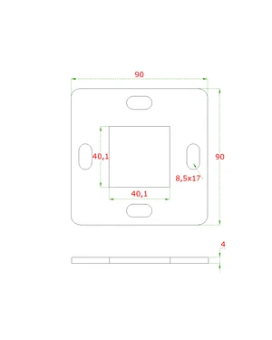 Kotviaca platňa (90x90x4mm), otvor: 40.1x40.1mm, bez povrchovej úpravy /AISI304 - slide 1