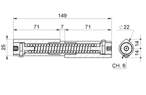 samozatvárací pánt dvojdielny H - 150mm, navárateľný, sila zatvárania nastaviteľná pružinou (pravý) - slide 1