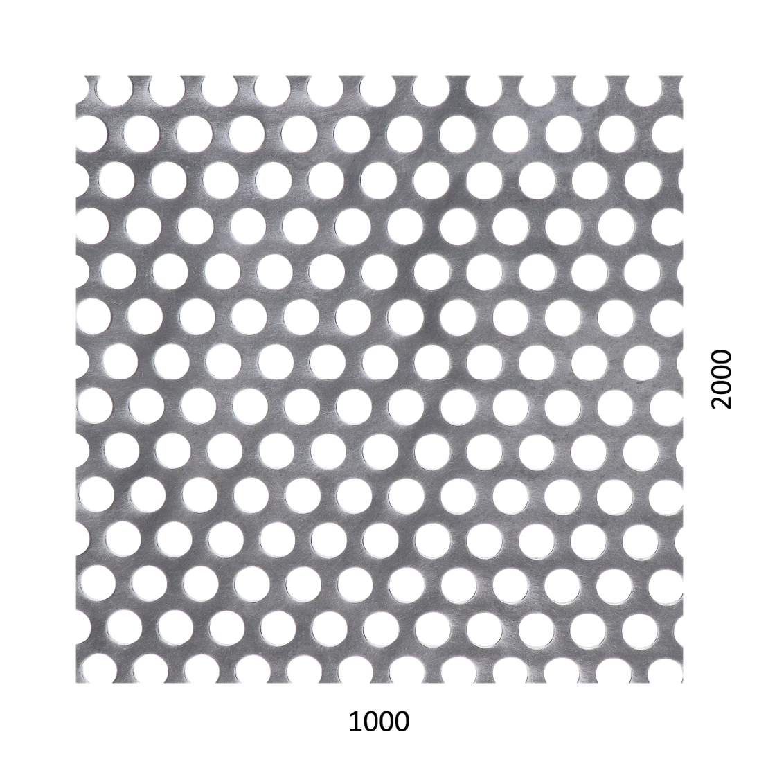 Děrovaný plech kruhový přesazený Zn, otvor: ø 10 mm, rozteč: 15 mm, (1000x2000x1 mm)