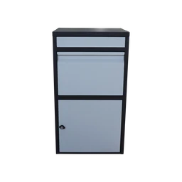 Box na balíky s prepadovou lištou, farba: čierno/biela