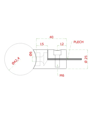 svorka plechovej výplne 1,5-2,5mm na trubku ø 42.4mm, brúsená nerez K320 /AISI304 - slide 1