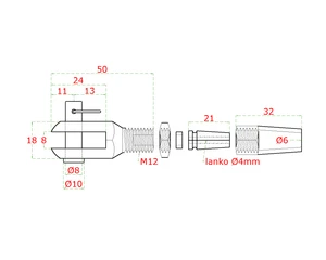 Úchyt pro nerezové lanko  ø4 mm, broušená nerez K320 / AISI304 - slide 1