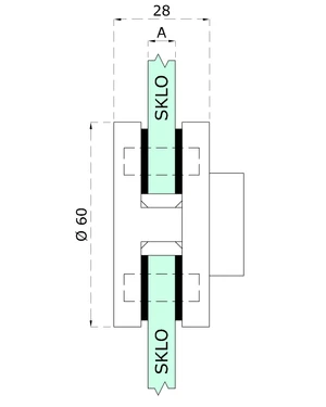 Svorka skla stredová ø60mm, sklo 8-12mm, brúsená AISI304 - slide 2