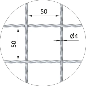 Rebierkové pletené sito - rovné, oko: 50x50mm, priemer pletiva 4mm, rozmer 1000x2000mm, žiarovo pozinkované - slide 1