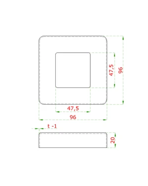 Kryt příruby 96x96mm, broušená nerez AISI304 - slide 1