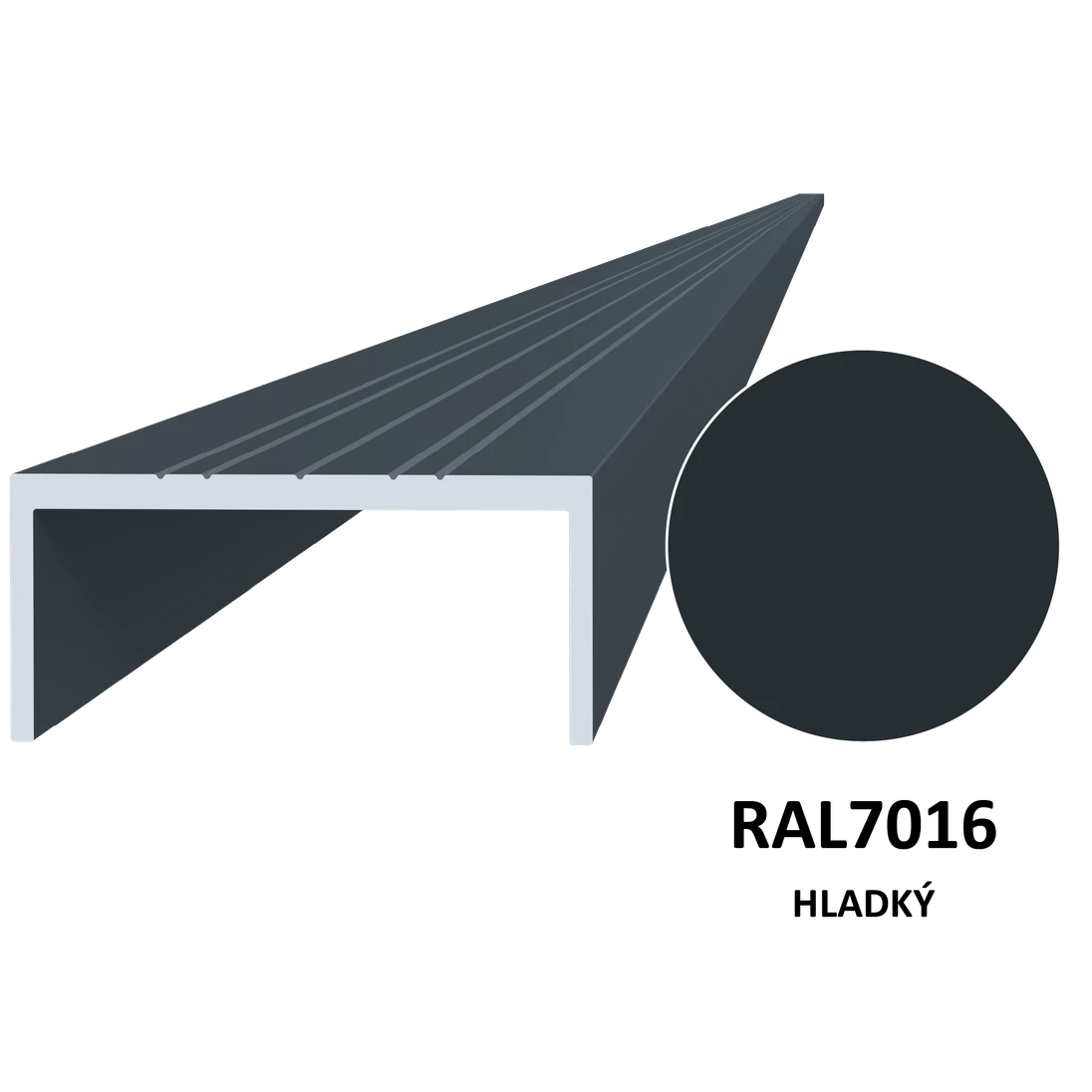 Poškodený U profil 50x22mm, L-6000mm, s povrchovou úpravou RAL7016